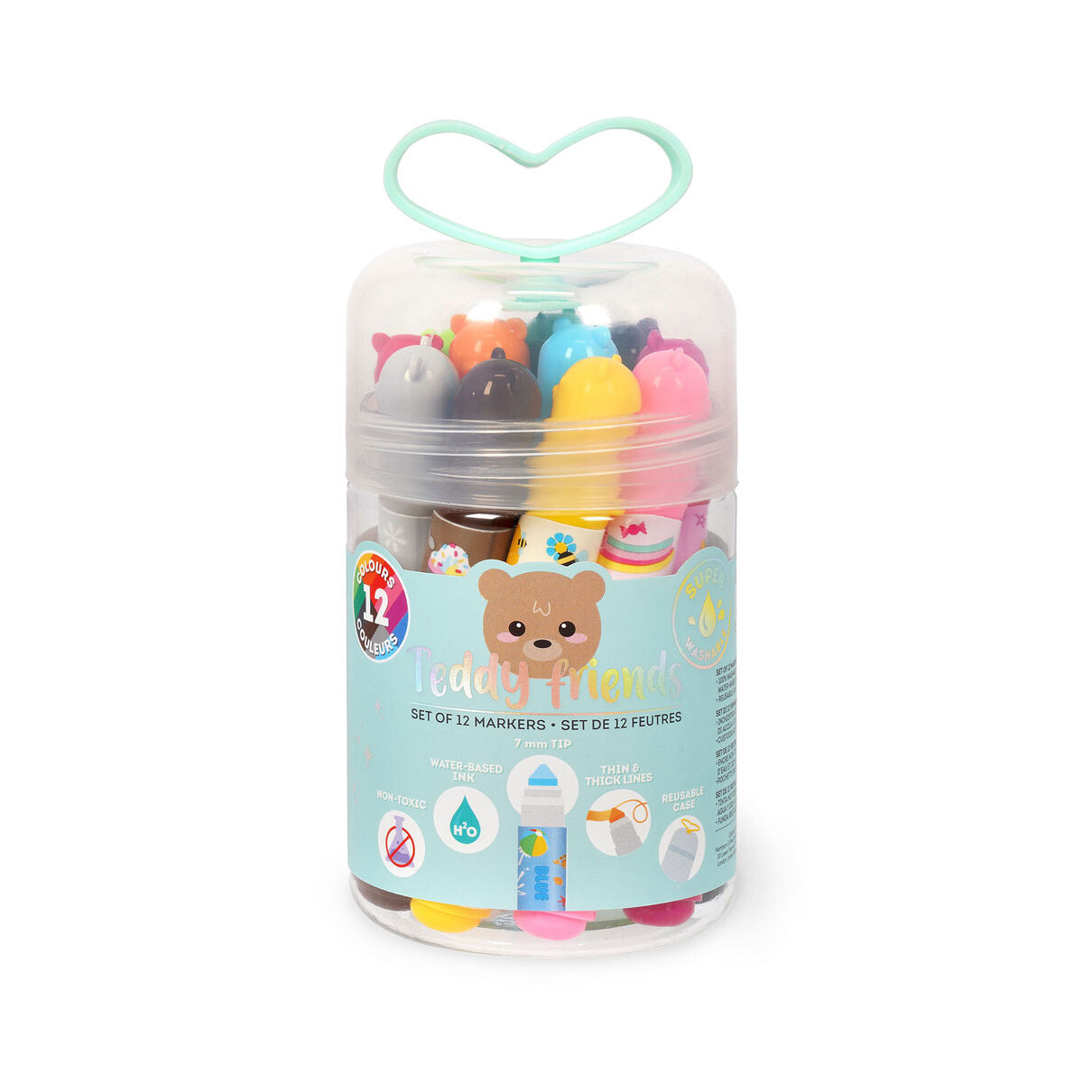 Set De 12 Marcadores de Osito de Peluche Lavables de Legami