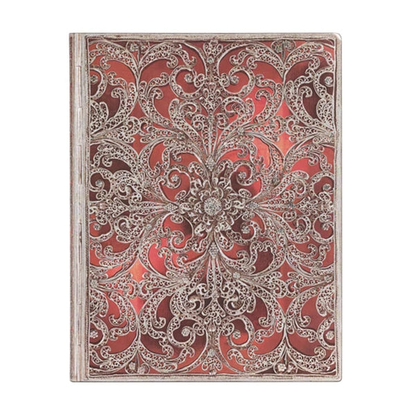 Libreta Ultra Garnet Silver Filigree Rayada