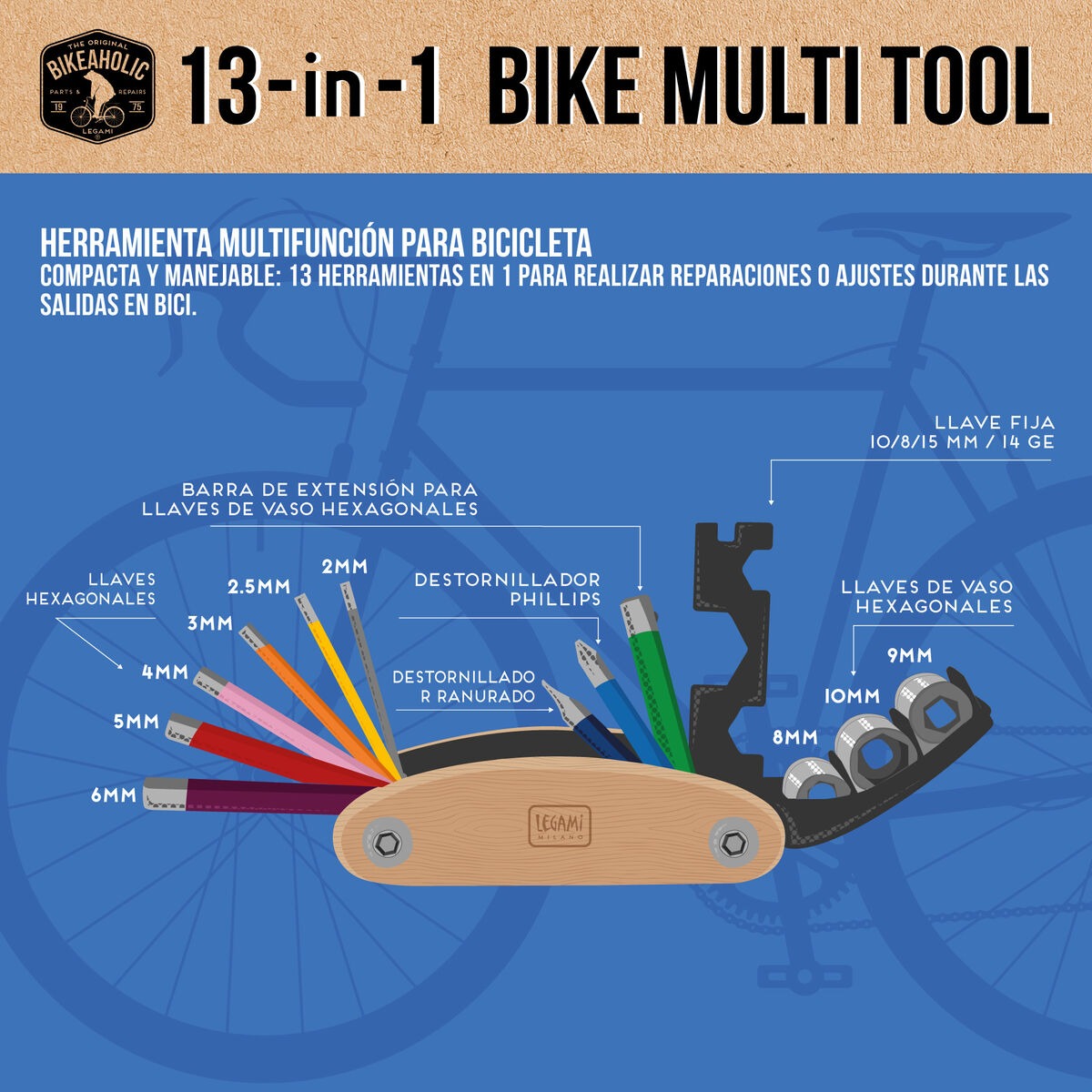 Herramienta Multiuso para Bicicleta 13 en 1