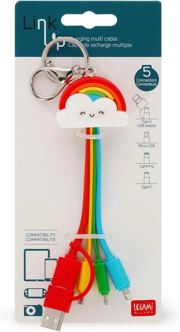 Llavero con cable multicargador 6 en 1 Arcoíris