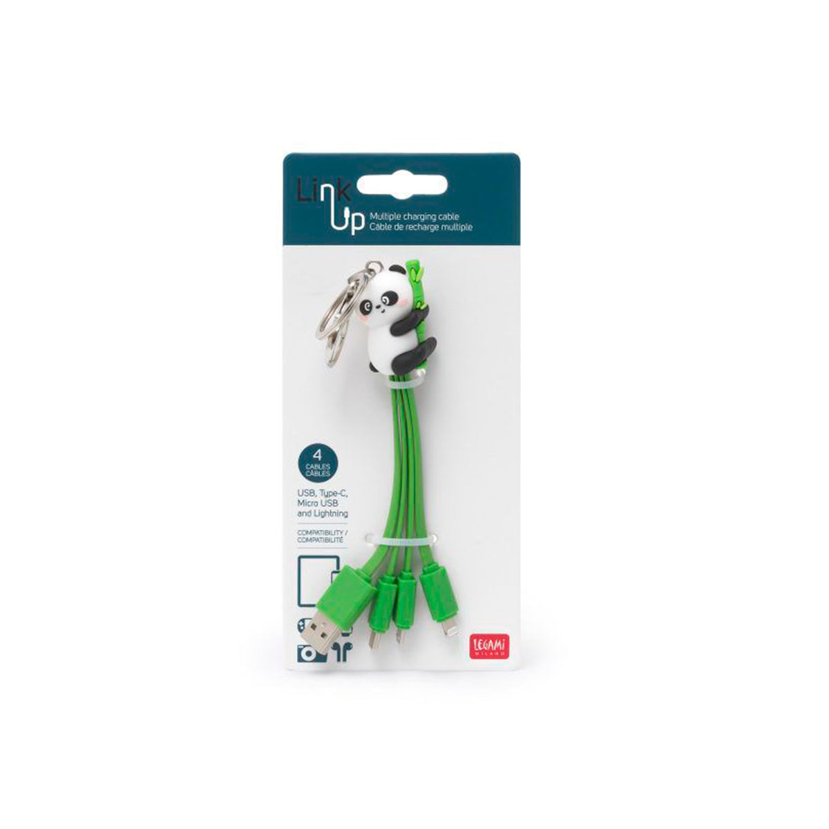 Llavero con cable multicargador 3 en 1  "Panda"
