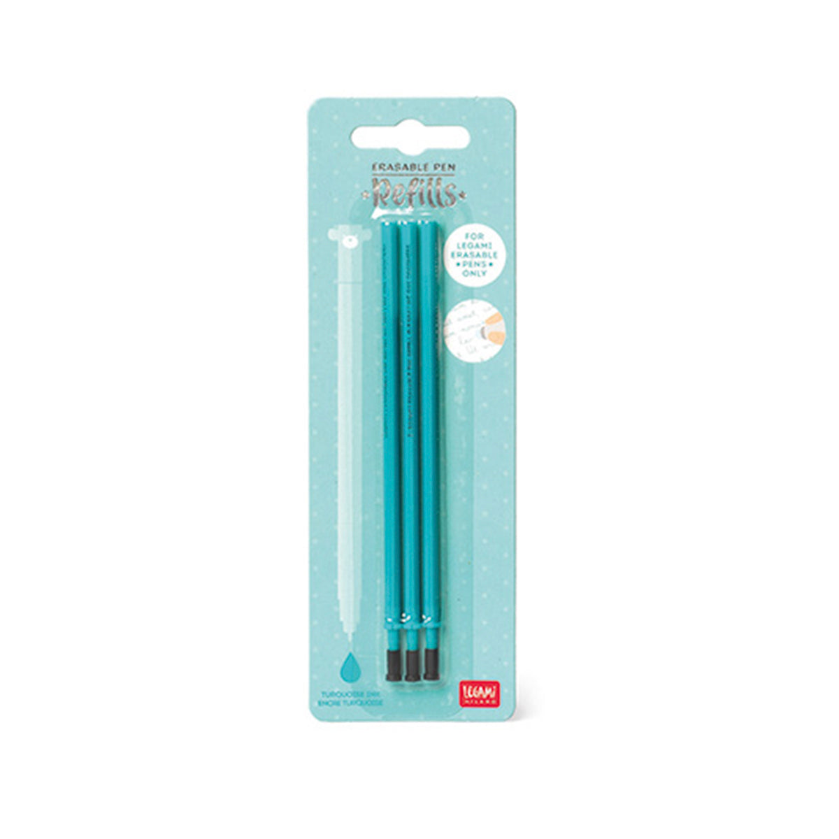 Set de 3 Repuestos para Plumas Borrables de Legami tinta Turquesa