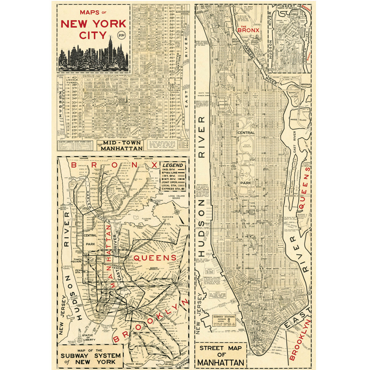 Papel Decorativo New York City Map 4