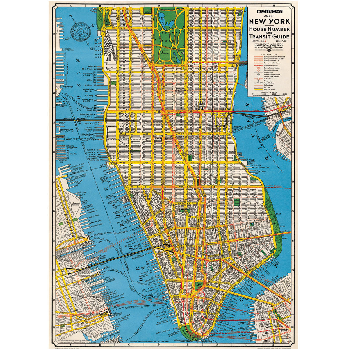 Papel Decorativo New York Map
