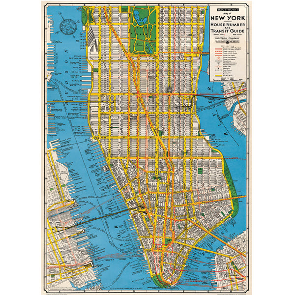 Póster decorativo en papel italiano New York Map