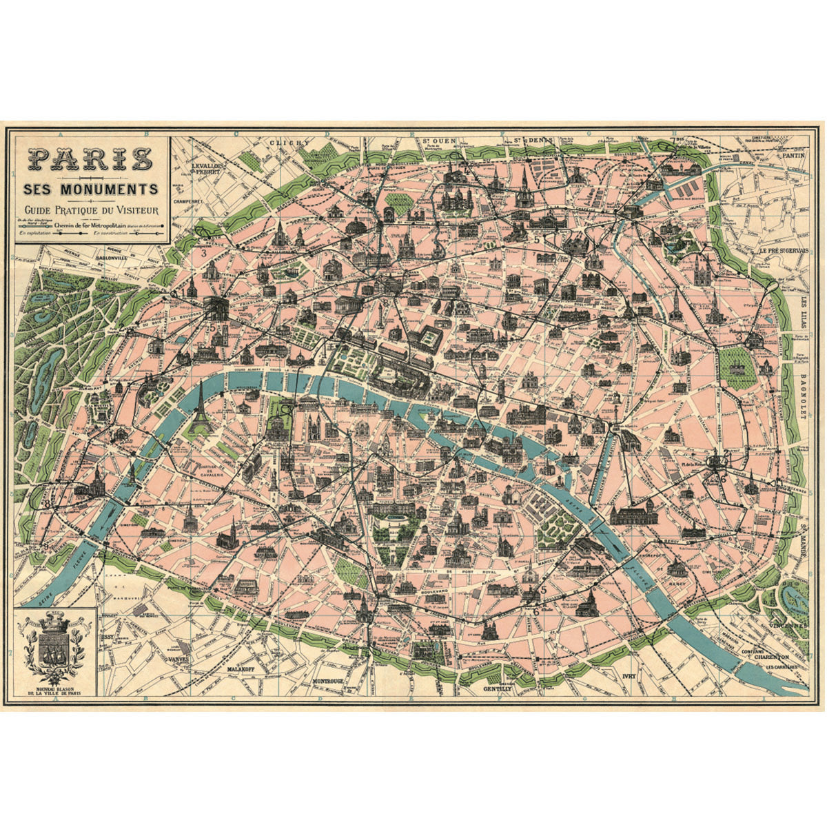 Papel Decorativo Paris Map
