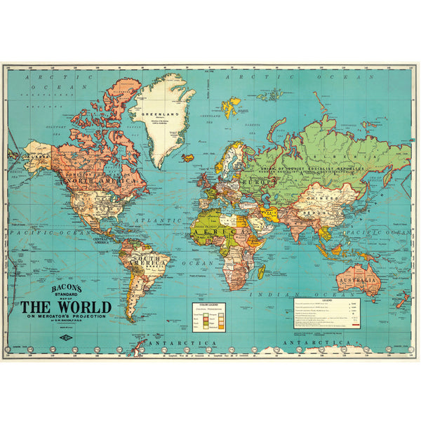 Póster decorativo en papel italiano World Map 4
